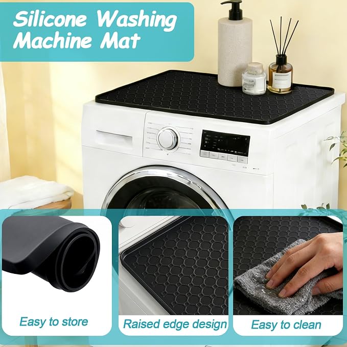 19.7"x19.7" Black Silicone Fridge Tray Mat - Image 5