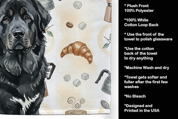 Caroline's Treasures Black Tibetan Mastiff Coffee Bar Kitchen Towel Velour - Image 4