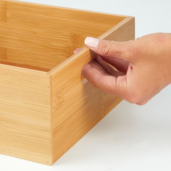 mDesign Bamboo Kitchen Cabinet & Fridge Drawer Organizer Tray - Image 4