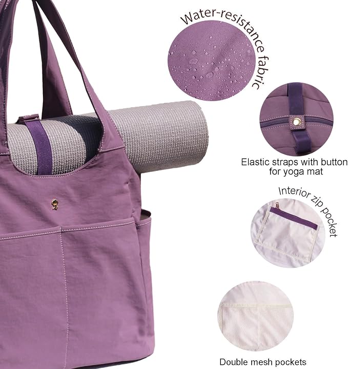 ESVAN Yoga Tote Bag Mat bag Women Shoulder Bags Carryall Tote - Image 3