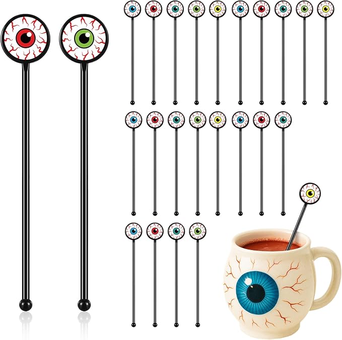 SiliFine 30 Pcs Halloween Swizzle Sticks Plastic Coffee and Cocktail Stirrers by SiliFine