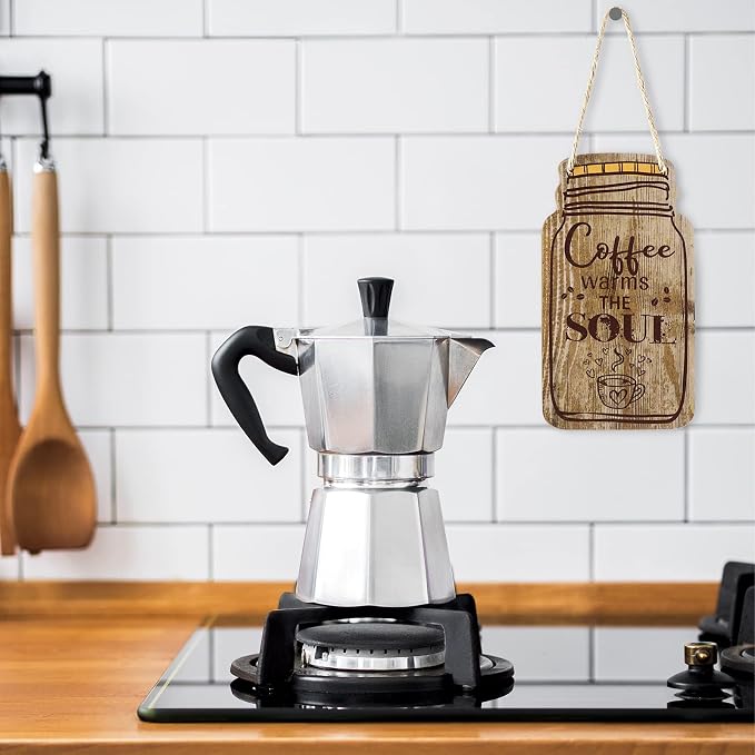 Jetec 3 Pcs Coffee Bar Decor Sign Mason Jar Wall Hanging Plaque Farmhouse - Image 4