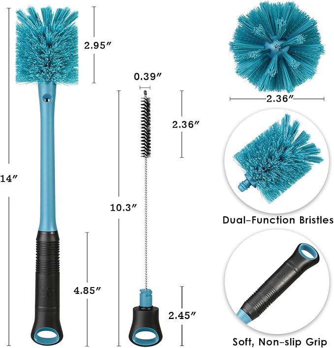MOSOLAN 2-in-1 Water Bottle Brush and Straw Cleaner Brush, Long Handle Scrub - Image 6