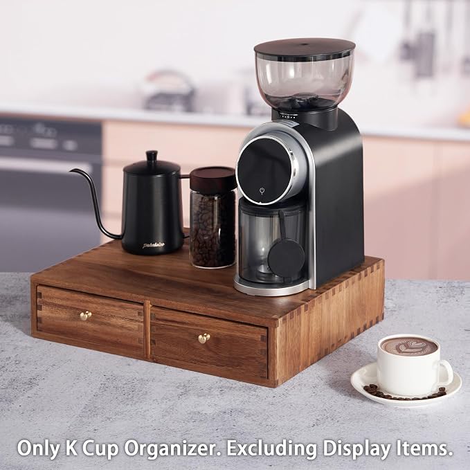 SARUFO Acacia Wood K Cup Organizer Drawer, Coffee Pod and Tea Storage Box - Image 3