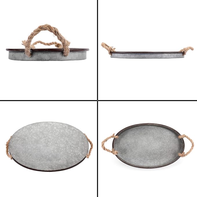 Hipiwe Galvanized Metal Iron Oval Tray - Image 3