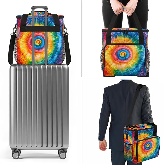 Tie Dye Colorful Rainbow Retro Coffee Maker Carring Bag, Large Insulated - Image 7