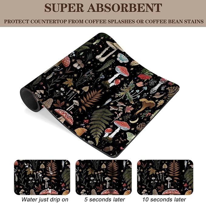 Mushroom Fern Leaves Berry Coffee Mat Dish Drying Mats - Image 4