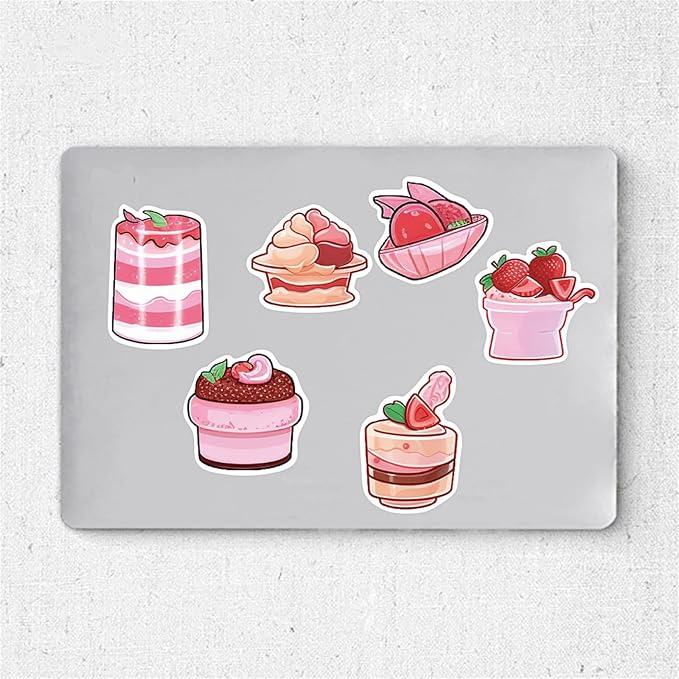 Pink Cake Dessert Stickers 50Pcs Notebook Water Bottle Skateboard Luggage - Image 3