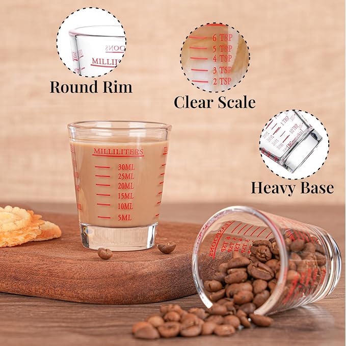 Shot Glasses Measuring cup Espresso Shot Glass Liquid Heavy Wine 2 Pack - Image 5
