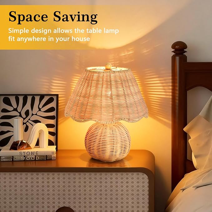 Rattan Small Bedside Mini Table Lamp - Image 6