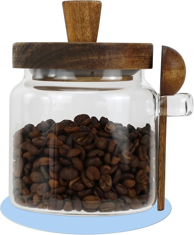 EIKS Glass Jars with Wooden Lids and Scoop, Airtight Food Storage Containers by EIKS