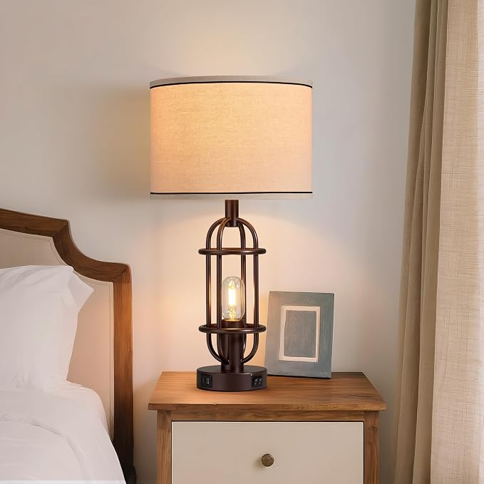 Reaketon Living Room Lamps Set of 2, 22.3" Farmhouse Table Lamp - Image 6