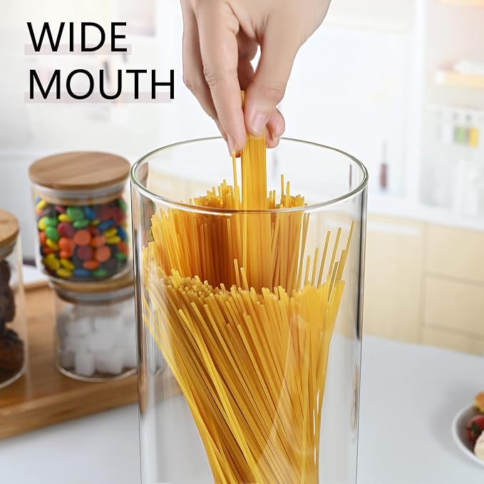 umieo 50oz Glass Jar with Lid Airtight Food Storage Container Bamboo Large - Image 2