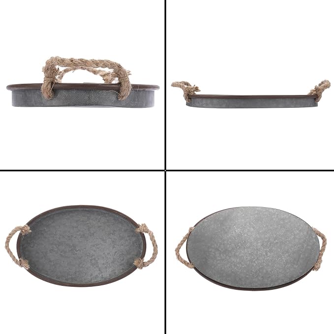 Hipiwe Galvanized Metal Iron Oval Tray - Image 6