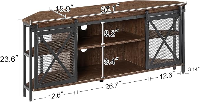 HOMISSUE Corner TV Stand for 55 Inch TV, Rustic Corner Entertainment Center - Image 2