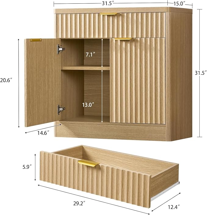 TEENFON 63" Fluted Buffet Sideboard Cabinet - Image 2