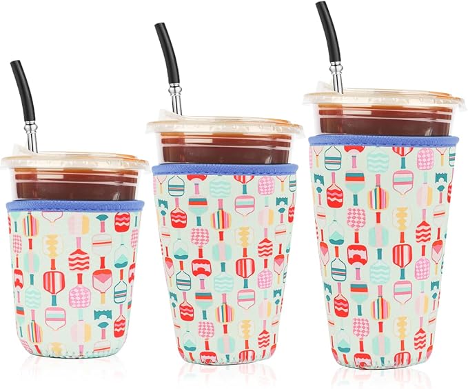 Reusable 3-Pack Iced Coffee Cup Sleeve, Insulated Neoprene, Beverage Holder by Unknown