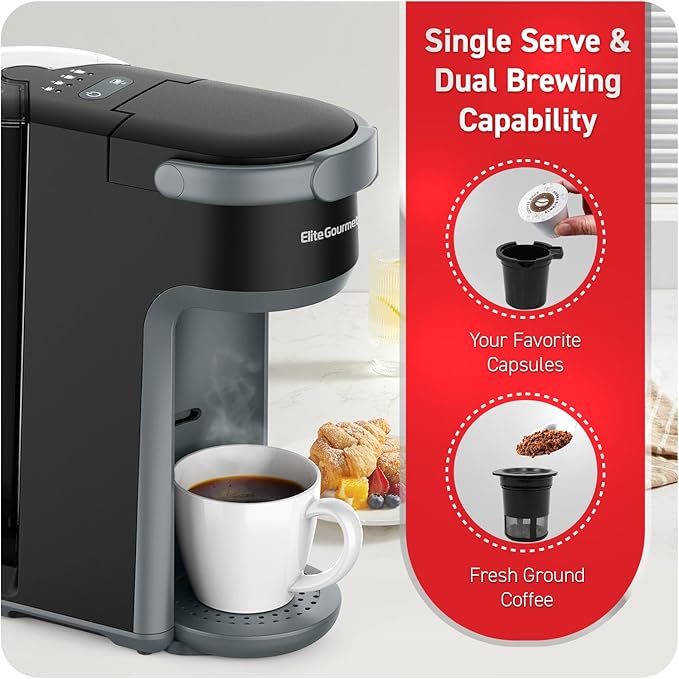 Elite Gourmet EHC323 Rapid Brew Technology 2-in-1 Capsule Coffee Maker - Image 2