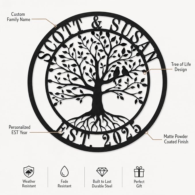 Personalized Tree of Life Metal Sign, Custom Metal Signs, Tree of Life - Image 7