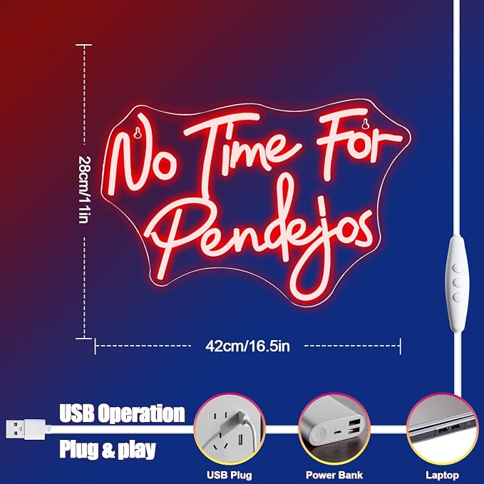 No Time for Pendejos Neon Sign Red Led Neon Light for Wall Decor Dimmable USB - Image 3