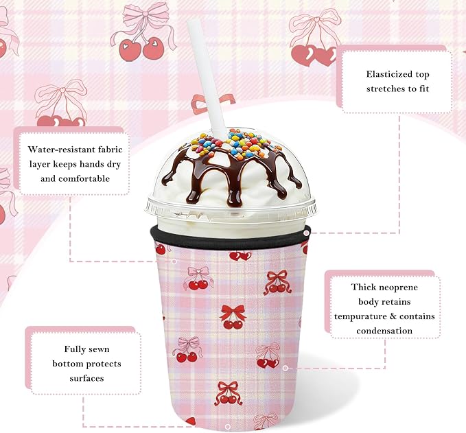 3 Pack Reusable Insulated Neoprene Iced Coffee Cup Sleeve, Durable Drink Sleeve - Image 6