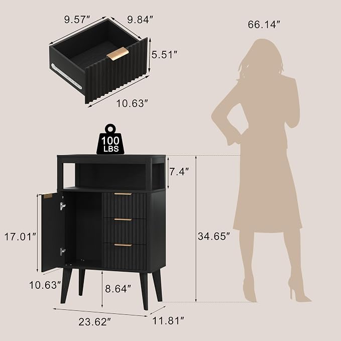 Black Bathroom Floor Cabinet - Image 3