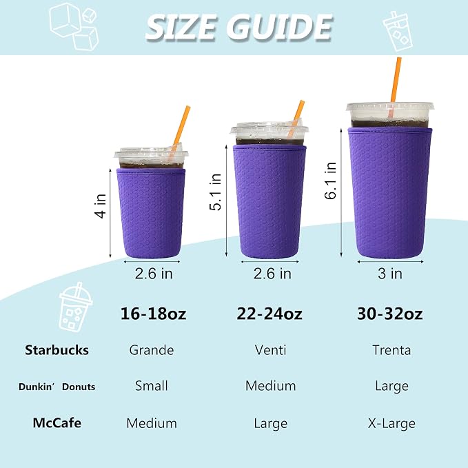 3 Pack Reusable Iced Coffee Sleeves - Image 3