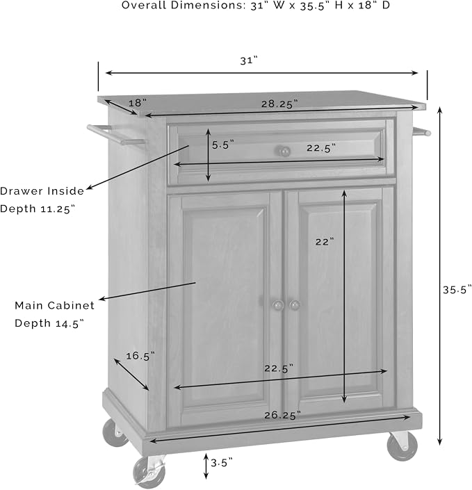 Crosley Furniture Compact Granite Top Small Rolling Cart - Image 4