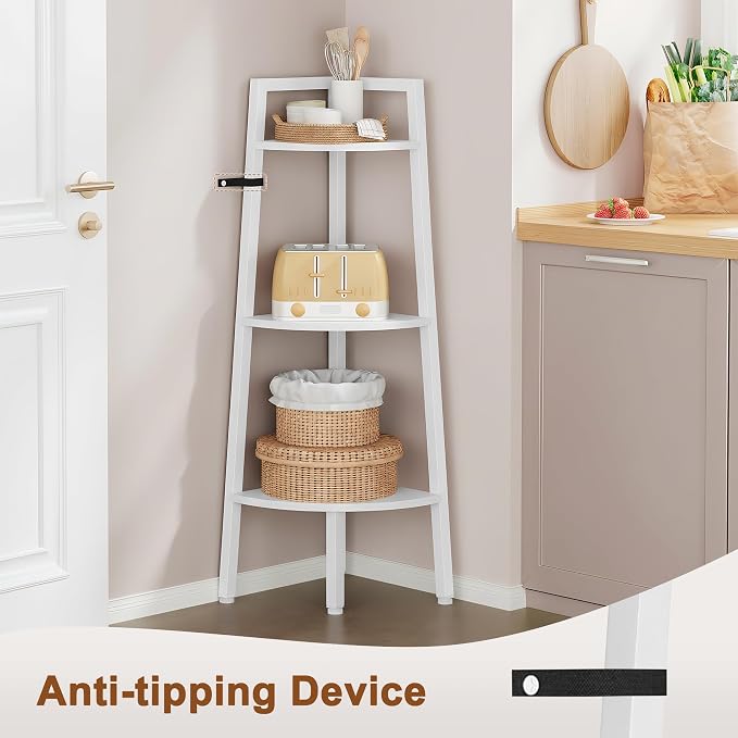 Hoctieon Corner Shelf, 3-Tier 40" Tall Corner Bookshelf, Rustic Ladder Shelf - Image 6
