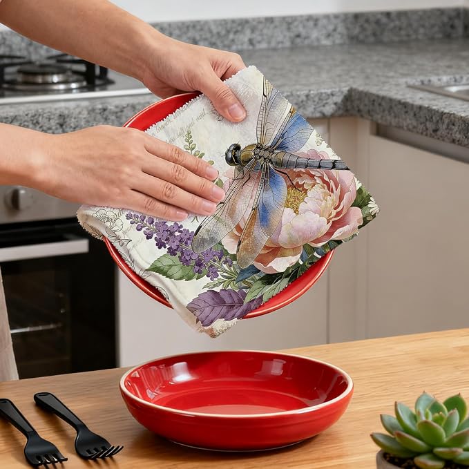 CUTHOLLOW Retro Garden and Animals Decorative Kitchen Towels Set of 4, - Image 6