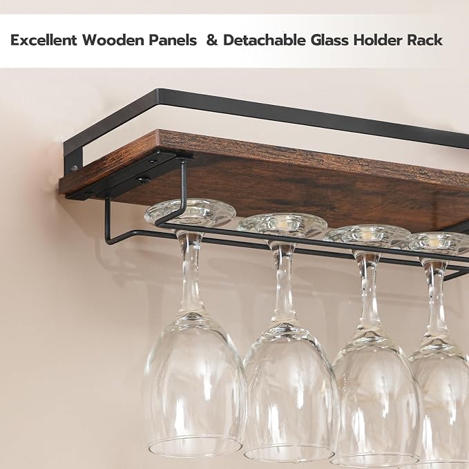HOOBRO Wall Mounted Wine Rack 3 Pack, Wine Rack - Image 8