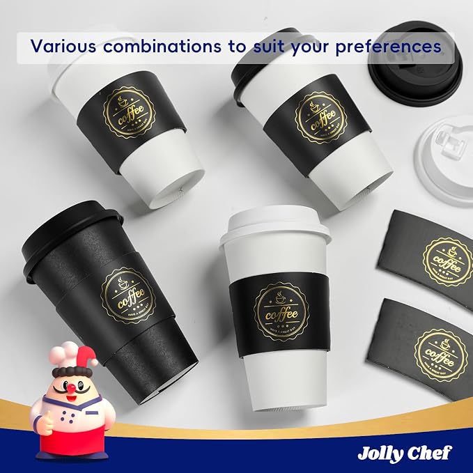 JOLLY CHEF 100 Pack 16 oz Disposable Paper Coffee Cups To Go Coffee Cups - Image 5