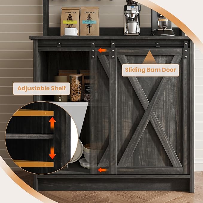4ever2buy Farmhouse Coffee Bar Cabinet - Image 4