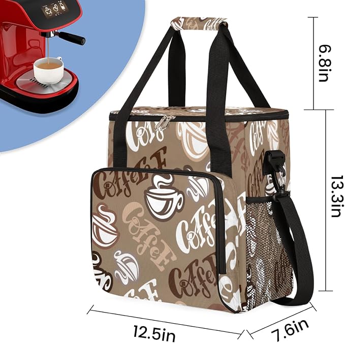 Coffee Time Coffee Maker Carring Bag Hand Drawn Coffee Travel Carrying Storage - Image 2