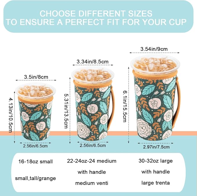KJQJLY 3 Pack Reusable Iced Coffee Sleeves - Image 2