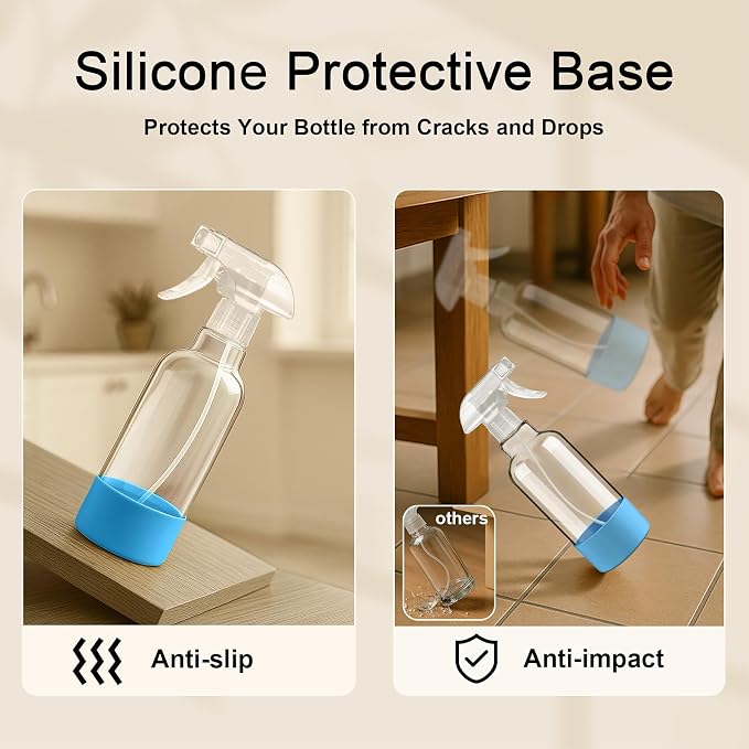 Glass Spray Bottles with Silicone Sleeve 16.9oz 2 Pack Empty Spray Bottle - Image 3