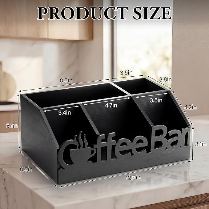 Coffee Station Organizer for Counter Wood Countertop Accessories Organizer - Image 2