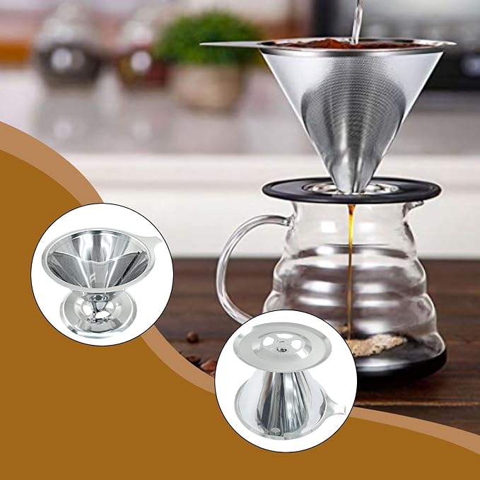 Waziaqoc Pour Over Coffee Dripper, Slow Drip Paperless Coffee Filter, Stainless - Image 5