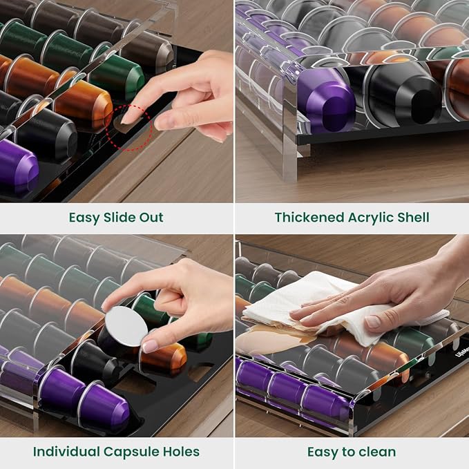 Acrylic Coffee Pod Holder for Nespresso OriginalLine Capsules, 40 Pods Capacity - Image 4