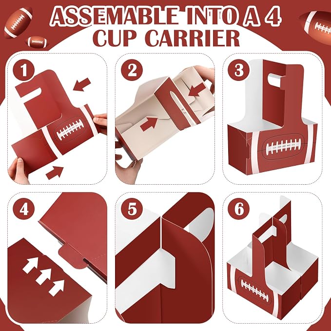 24 Set Football 2 Cup Drink Carrier - Image 6
