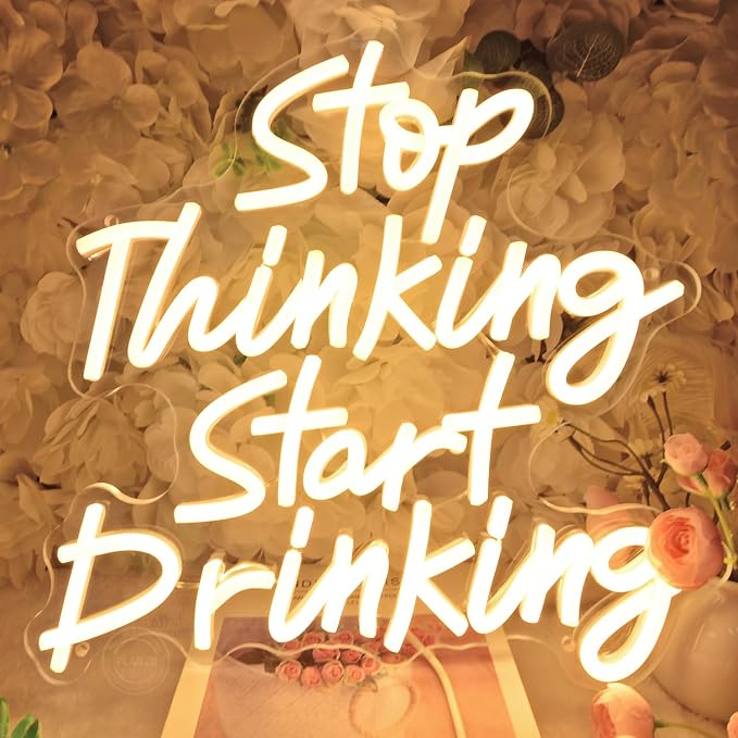 Planzo Stop Thinking Start Drinking Neon Light Beer Bar Sign - Image 6
