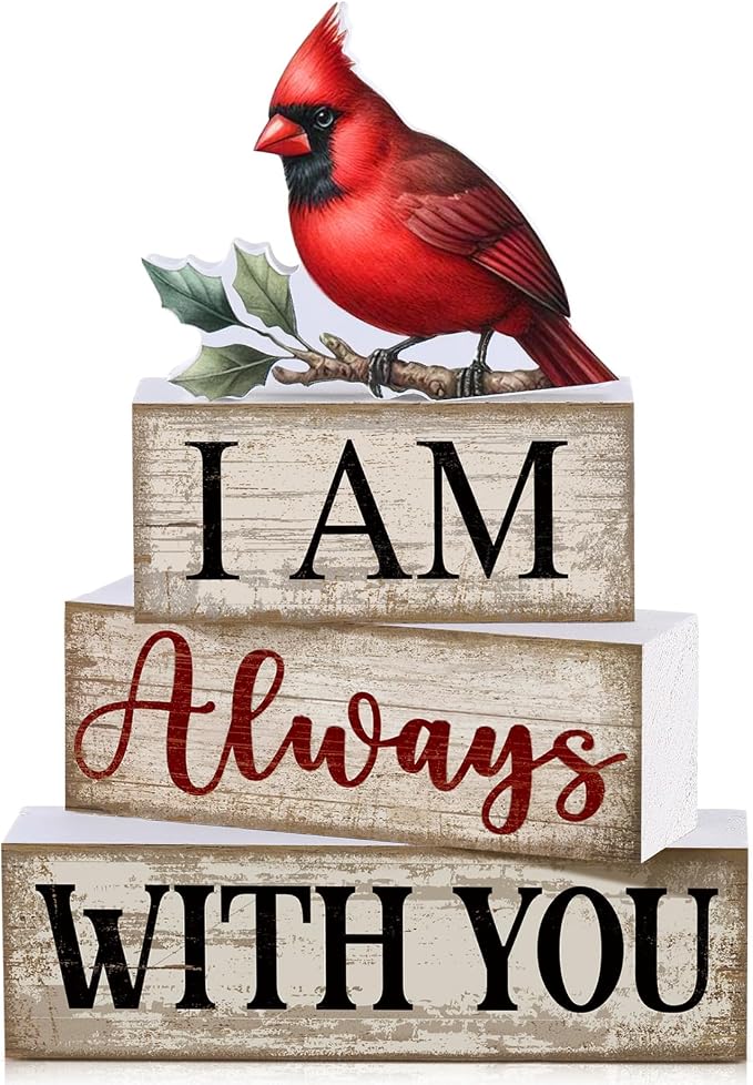 4 Pieces Cardinal Gift Decorations Wooden Red Cardinal Sign by Yuntau