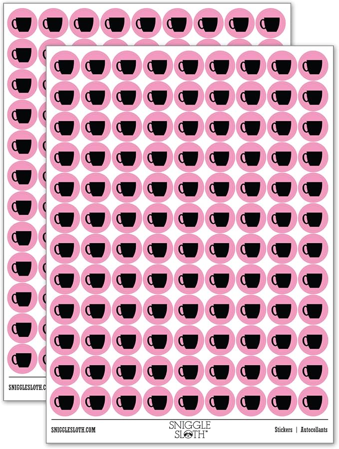 Coffee Mug Cup Solid 200+ Round Stickers by Sniggle+Sloth
