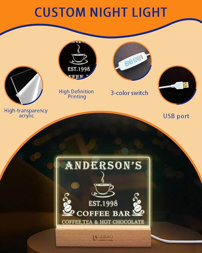 Personalized Bar Signs with Name Customized Home Coffee Bar Mini Bar Sign Gifts - Image 5
