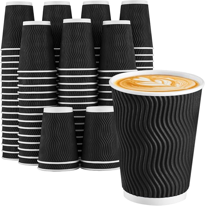Lamosi Disposable Coffee Cups 12 oz 100 Pack, Paper Coffee Cups 12 oz by BuyNow