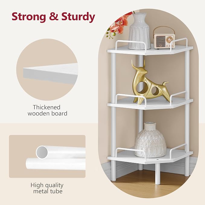 Tajsoon Corner Shelf Stand, 3 Tier Industrial Corner Shelves, Corner Shelving - Image 6
