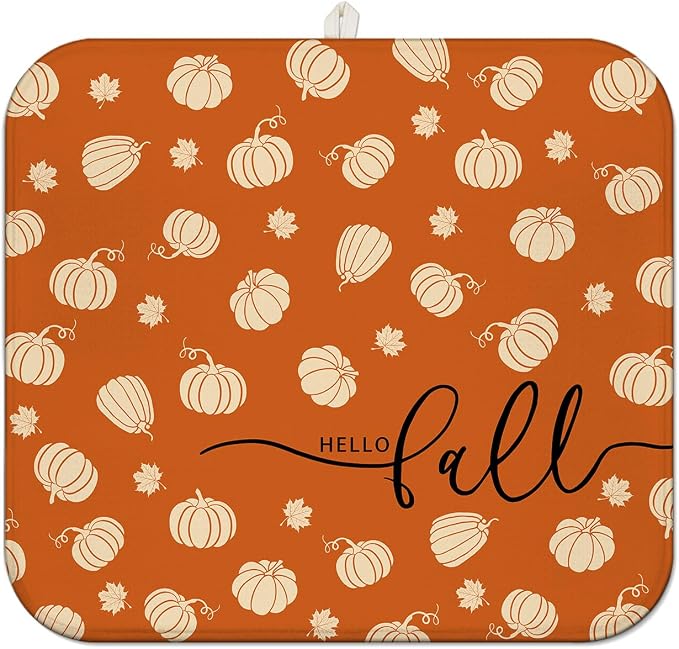 Fall Dish Drying Mat for Kitchen Counter, Washable Absorbent Countertop Harvest by Unknown