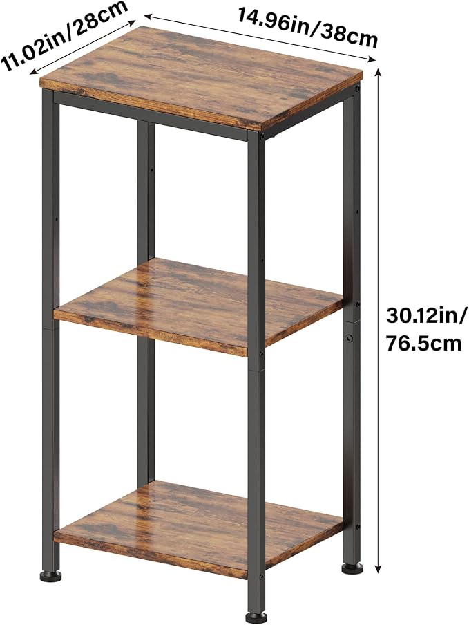 3 Tier End Table, Tall Nightstand - Image 3
