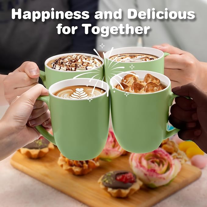 Urbanstrive 16 oz Large Coffee Mugs Set of 6 Ceramic Coffee Mug White Coffee - Image 5