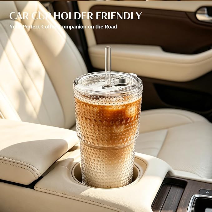 INSETLAN 20oz Hobnail Glass Cups - Image 7